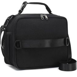 Black Lunch Box Insulated Lunch Bag Kids Men Women Adult for School Work Portable Leakproof Lunchbox unch Pail with Clip-on Buckle