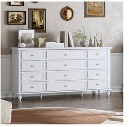 White 12-Drawer Double Dresser
