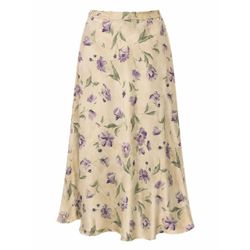 Jaclyn Smith Classics Beige Purple Floral Slip Skirt Cottagecore Romantic