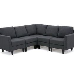 New Large Grey 5 PC Sectional Sofa