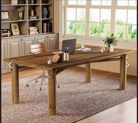 LD0088 Solid Wood Home Office Desk, 62.99" Farmhouse Executive Computer Desk