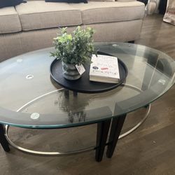 Glass And Wood Coffee Table. 