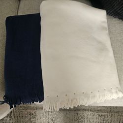 Soft Fringe Throw Blankets Set of Two