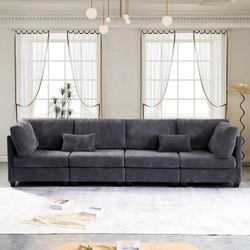 New in box Modern L-Shaped 4-Seat Sofa Couch Convertible Sectional Soft Fabric Upholstered sofa