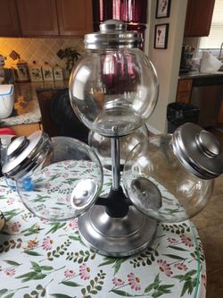 Vintage Revolving 4 Piece Argentinean Glass Candy Jars

