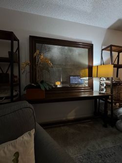 large distressed mirror