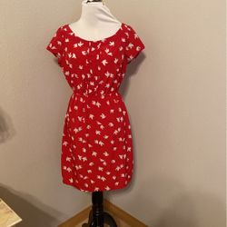 red dress with white doves