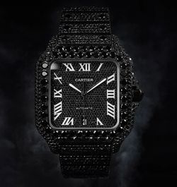 Cartier Santos Black – VVS Diamond Iced Out Luxury Watch