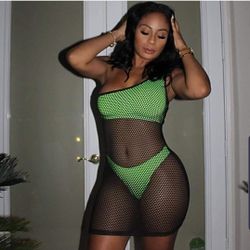 In The Limelight Fishnet Mini Dress