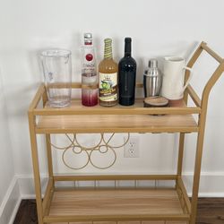 Bar  Cart With Wheels And Wine Rack