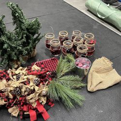 Box Of Mason Jars And Decorations