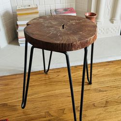 Crate & Barrel Wood Stool / Small Table