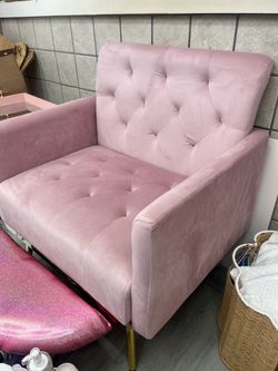 Pink Velvet Tufted Accent Chair
