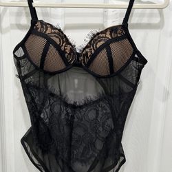 NEW Black Lace and Mesh bodysuit size M