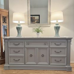 Heavy High Quality Matte Grey Lexington Furniture Solid Wood 9 Drawer Dresser Credenza PRICE FIRM $800