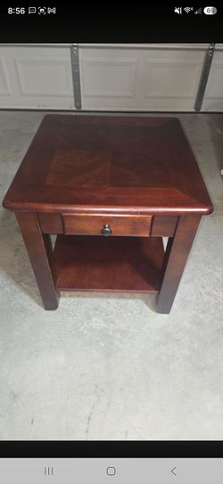 Cherry Wood End Table with Drawer