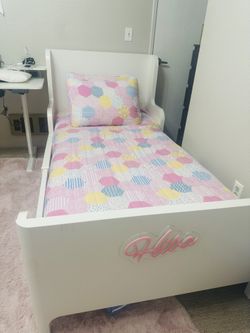 White Toddler Bed + Mattress (Needs Small Repair)