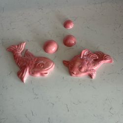Pink Vintage Five Piece Ceramic Fish Decor