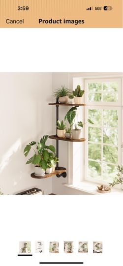 Window Plant Shelves 3-Tier Rotating Plant Stand Industrial Window Plant Shelf Wood