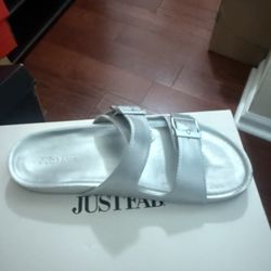 Silver flat sandals