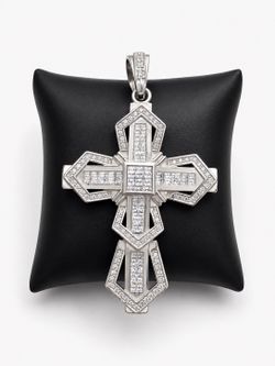 925 Sterling Silver Cubic Zirconia Big Cross Men’s Pendant