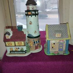 Ceramic Light House And Small Shop 