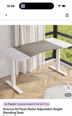 Power standing  desk white with wood