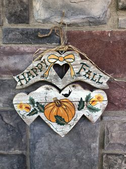Vintage Fall / Harvest “Happy Fall” Wooden Sign