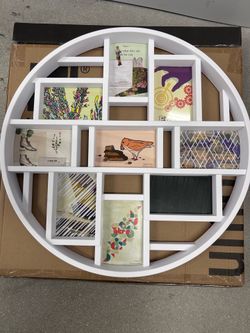 Umbra Luna Collage Picture Frame White Large 22” Round Circular Geometric Minimalist Holds Nine 4x6 Photos