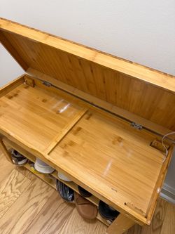 Bamboo Shoe Storage Bench with Lid