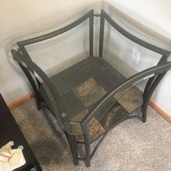 2x End Tables Glass Top