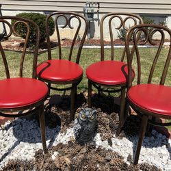 Bentwood Thonet Style Cafe Chairs from Romania – Set of Four  {Antique }