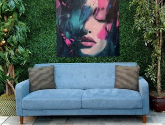 FREE DELIVERY 🚚 Mellow Inc Blue Couch w/ magazine/remote sleeve 