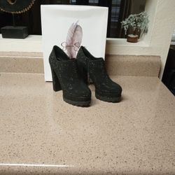 Black Sparkly Ankle Heels