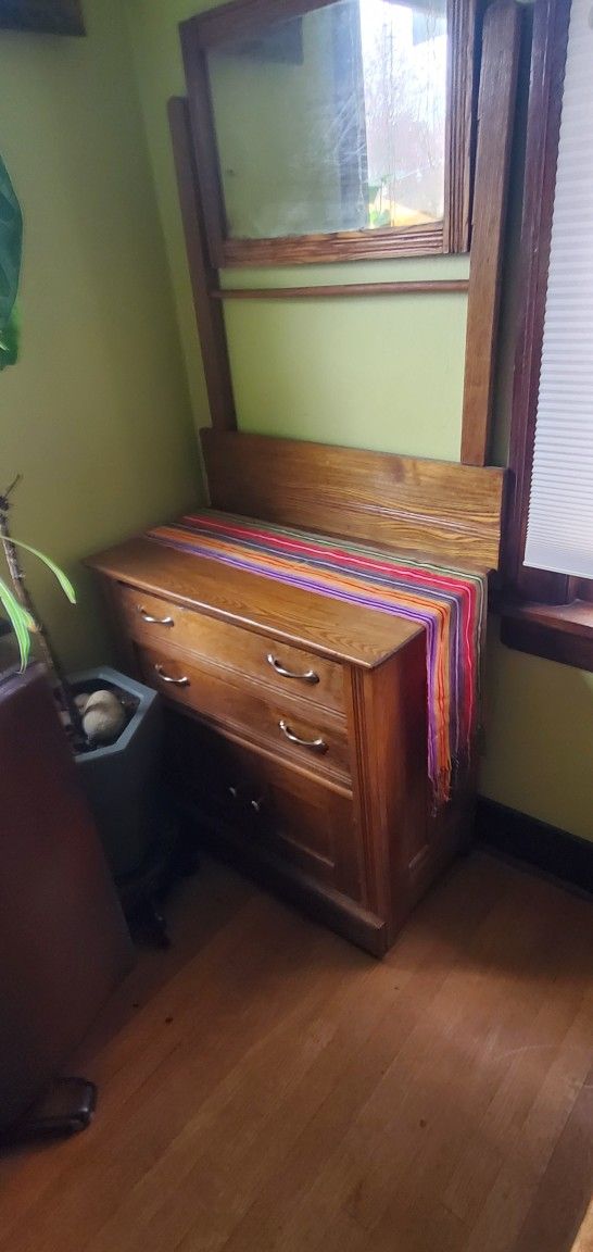 Vintage Commode/ Cabinet With Mirror 