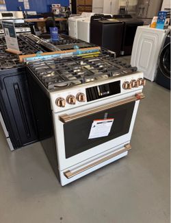 Cafe 30 Inch 5.6 Cubic Feet Slide In Gas Range Brand New 1 Year Manufacturers Warranty!