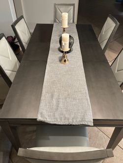 Modern Gray Dining Table with 6 Chairs