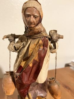 Mexican Folk Art Paper Mache Figure Sculpture Old Mexican Man Paper