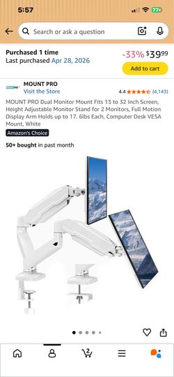 Brand new dual monitor mount