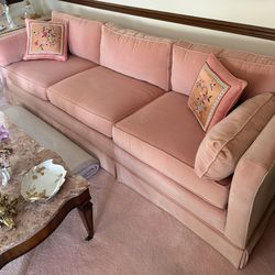 Vintage Pink Velour Couch/Sofa