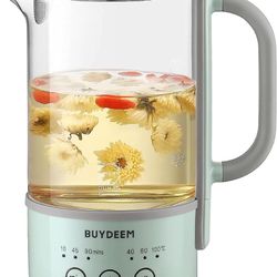 BUYDEEM K313 Travel Electric Kettle, Mini Healthy-Care Beverage Kettle, Tea Maker with German Schott Glass & Durable Pro 18/10 Pro Stainless Steel, 0.