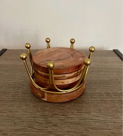 Godinger Wood Coasters with Crown, Set of 4