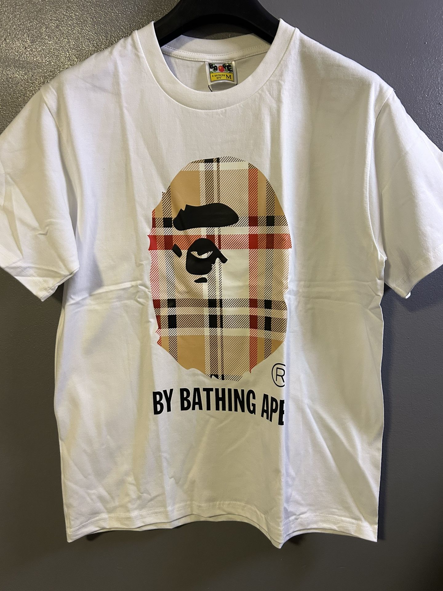 White Burbery Bape Tee