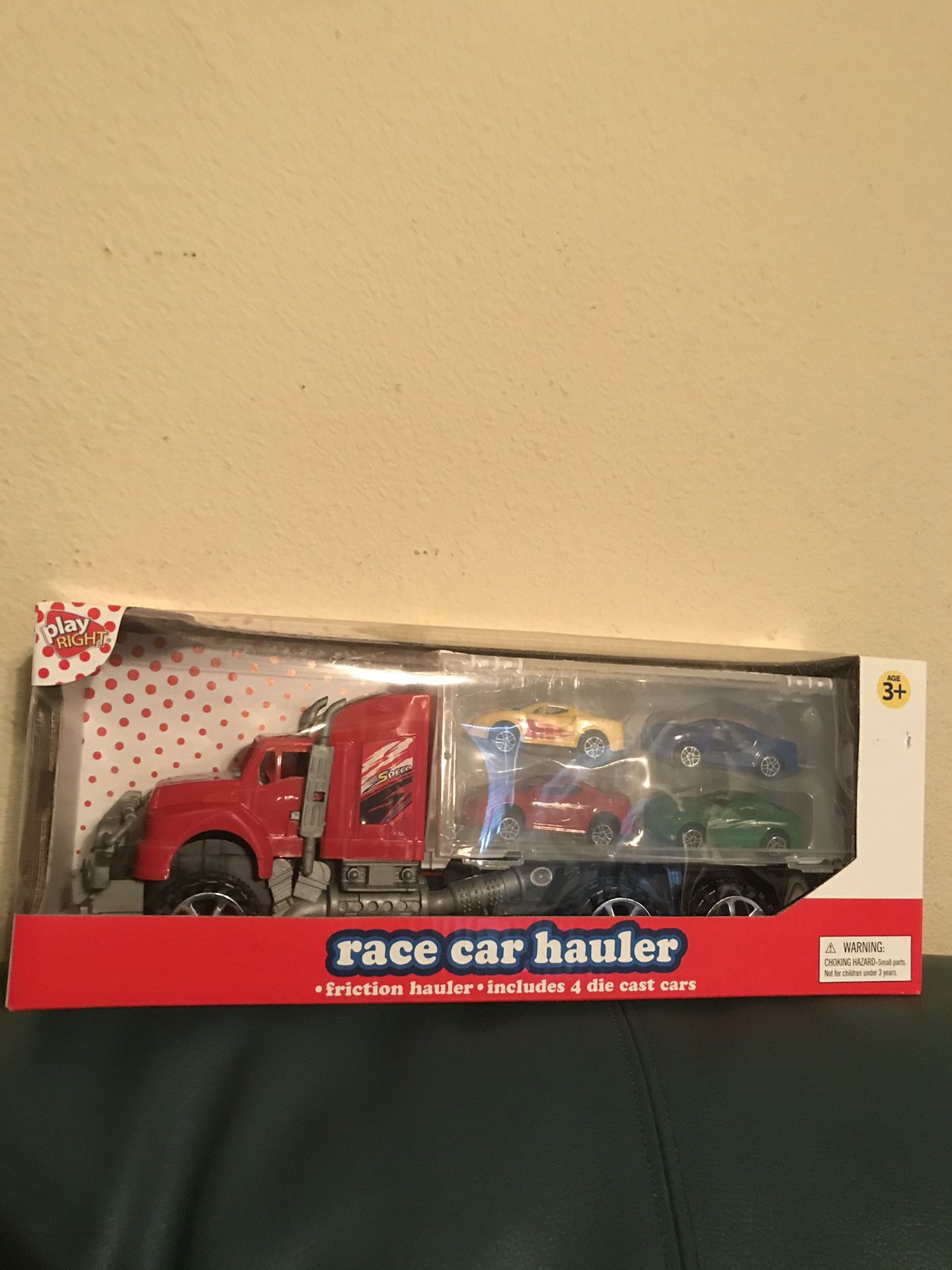 Brand new red race car hauler
