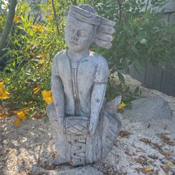 Vintage Wood Garden Buddah Statue