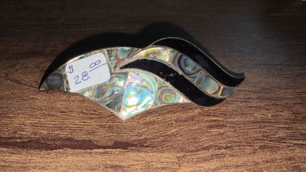 Vintage Abalone and Black Onyx Wave hair clip
