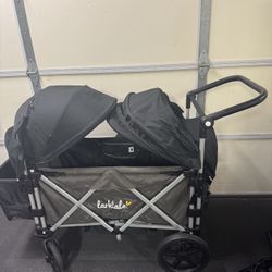 Larktale Caravan Double Stroller Wagon w/ Canopies