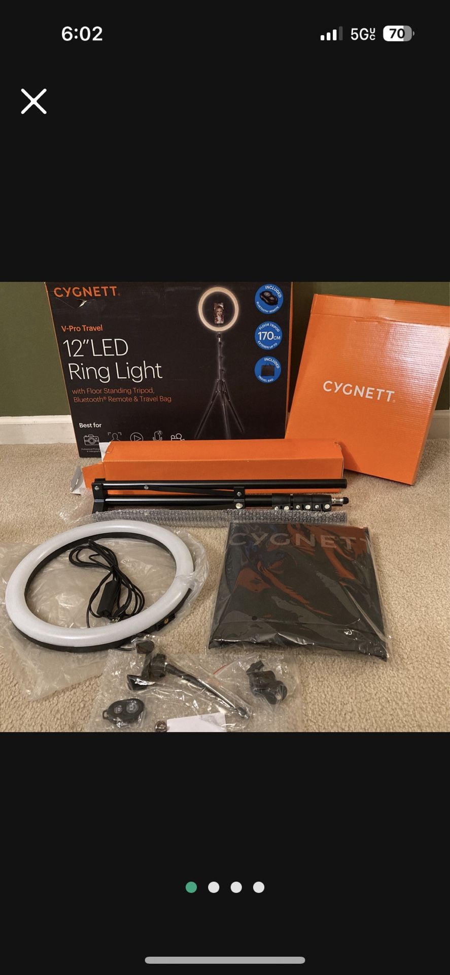 Cygnett V-Pro Travel 12" Ring Light,Tripod, Travel Pouch and BT Remote Bundle B1690670#10-O