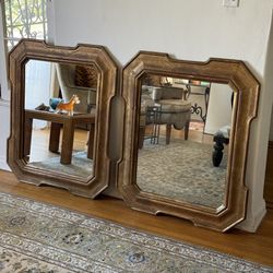 Antique Napoleonic Neoclassical Wall Mirrors in Gilt Wood, a Pair