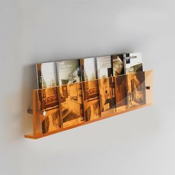31.5" Modern Acrylic Wall Mounted Floating Shelf Book Storage Display Rack In Orange